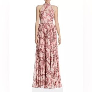 Fame and Partners Zora Pleated Floral Pink Maxi Gown Dress M38